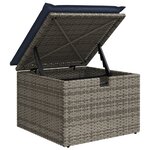 vidaXL Tabouret de jardin avec coussin gris 55x55x37 cm résine tressée