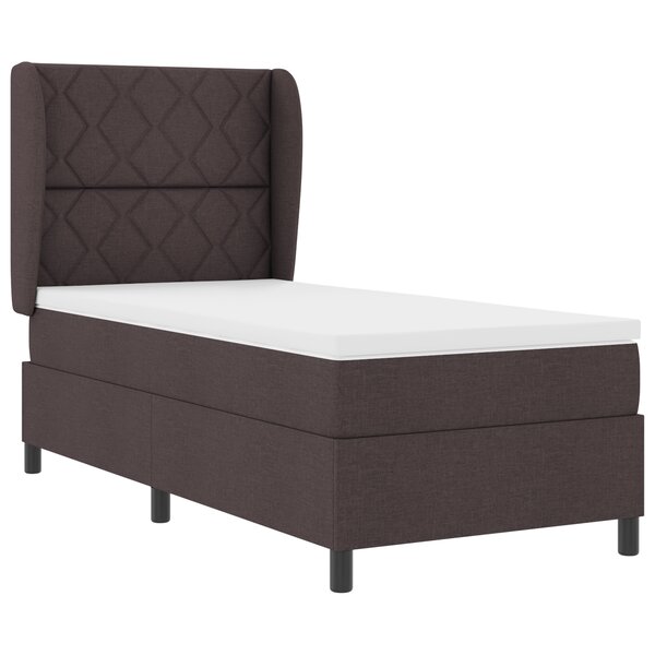 vidaXL Lit à ressorts avec matelas marron foncé  90x200 cm  en tissu