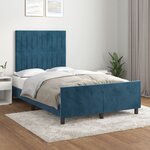 vidaXL Cadre de lit avec tête de lit bleu foncé 120x190 cm velours
