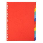 Intercalaires carte 220g 12 positions - A4 - Couleurs assorties x 25 EXACOMPTA