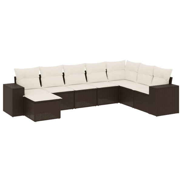 vidaXL Salon de jardin 8 Pièces avec coussins marron résine tressée