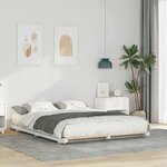 vidaXL Cadre de lit surélevé Blanc 140 x 200 cm Bois massif en pin