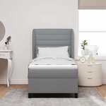vidaXL Lit à ressorts avec matelas Gris clair 100 x 200 cm tissu
