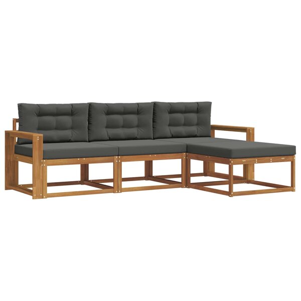 vidaXL Ensemble de canapés d'extérieur 4 pc Naturel et Anthracite