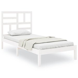 vidaXL Cadre de lit Blanc Bois massif 75x190 cm Petit simple
