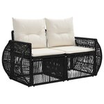 vidaXL Ensemble de canapé de jardin 14 Pièces Noir et blanc crème