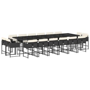 vidaXL Ensemble à manger de jardin 17 Pièces coussins noir résine tressée