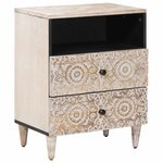 vidaXL Armoire de lit Blanc 50 x 33 x 60 cm Bois de mangue massif