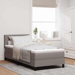 vidaXL Lit à ressorts avec matelas avec LED Taupe 90 x 200 cm tissu