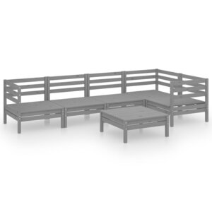 vidaXL Salon de jardin 6 Pièces Bois de pin massif Gris