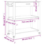 vidaXL Chariot de cuisine MONZA 84x40x90 cm bois massif de pin