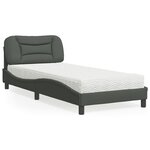 vidaXL Lit avec matelas Hvar gris foncé 90x190 cm tissu
