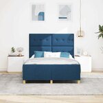 vidaXL Cadre de lit avec tête de lit Bleu 140 x 190 cm tissu