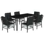 vidaXL Ensemble à manger de jardin coussins 7Pièces Noir Résine tressée