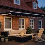 vidaXL Cadre de store manuel avec LEDs Noir et Blanc 3 5 x 2 5 m