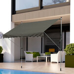 Store banne manuel rétractable 3L x 1 5l m inclinaison et hauteur réglable installation rapide métal alu polyester anti-UV gris