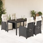 vidaXL Ensemble à manger de jardin coussins 5Pièces Noir Résine tressée