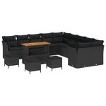 vidaXL Ensemble de canapé de jardin 14 Pièces Noir polyrotin