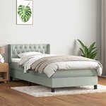 vidaXL Sommier à lattes de lit et matelas gris clair 90x220 cm velours
