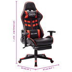vidaXL Chaise de jeu avec repose-pied Noir et rouge Cuir artificiel