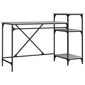 vidaXL Bureau et étagères sonoma gris 135x50x90 cm bois ingénierie/fer
