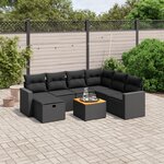 vidaXL Salon de jardin 8 Pièces avec coussins noir résine tressée