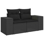 vidaXL Salon de jardin 8 Pièces avec coussins noir résine tressée