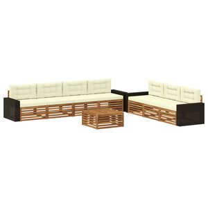 vidaXL Ensemble de canapés d'extérieur 8 pc Naturel et Crème Polyester