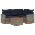 vidaXL Salon de jardin 5 Pièces avec coussins gris résine tressée