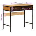 vidaXL Bureau 80x50x75 cm Bois Massif Manguier Brut