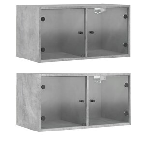 vidaXL Armoires murales et portes vitrées 2Pièces gris béton 68 5x37x35cm