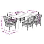 vidaXL Ensemble à manger de jardin coussins 7Pièces Noir Résine tressée