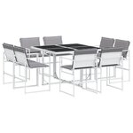 vidaXL Ensemble à manger de jardin avec coussins 9 Pièces blanc textilène