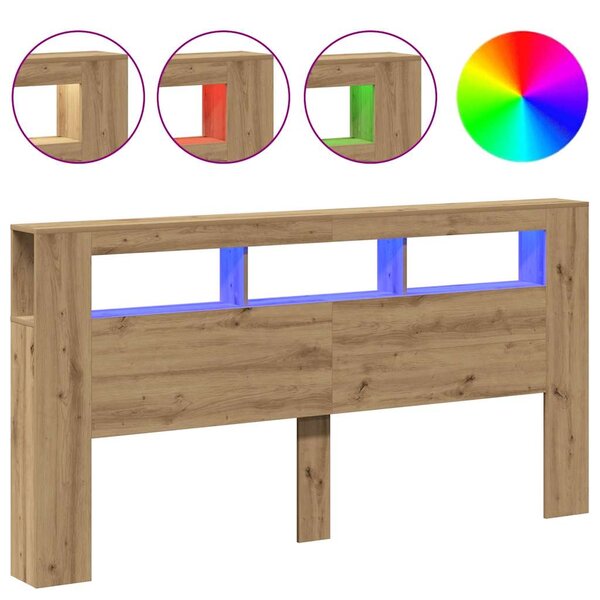 vidaXL Tête de lit à LED chêne artisanal 200x18 5x103 5 cm