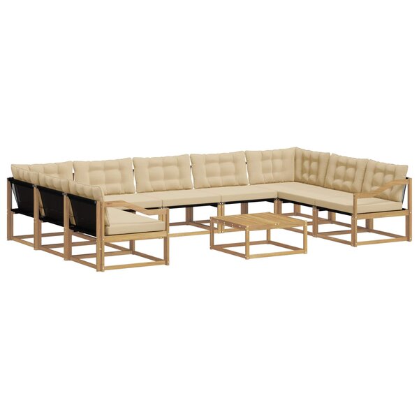 vidaXL Ensemble de canapés d'extérieur 10 pc Blanc et Beige