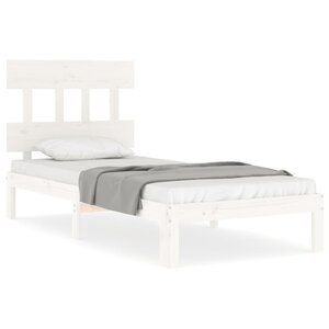 vidaXL Cadre de lit avec tête de lit blanc 90x200 cm bois massif