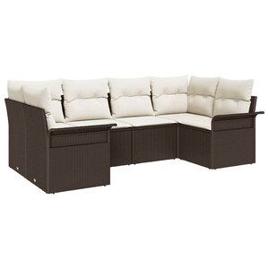 vidaXL Ensemble de canapé de jardin 6 Pièces Marron Poly rotin