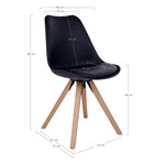 2 chaises de table à manger en cuir noir à pieds en bois