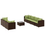 vidaXL Salon de jardin avec coussins 8 Pièces marron résine tressée
