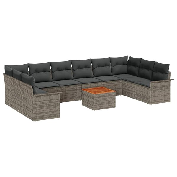 vidaXL Ensemble de canapé de jardin Manuel 11 Pièces Gris 55 x 55 x 37 cm