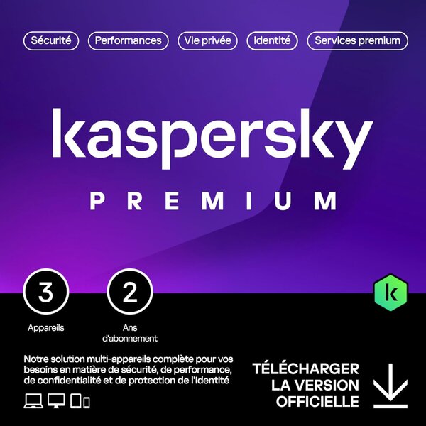 Kaspersky Premium - 3 appareils - Abonnement 2 ans