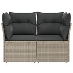 vidaXL Canapé de jardin 2 places et coussins gris clair résine tressée