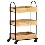 vidaXL Chariot de cuisine à 3 niveaux 46x30x76 cm Bois de manguier
