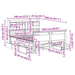vidaXL Lit bibliothèque sans matelas blanc 140x200 cm bois pin massif