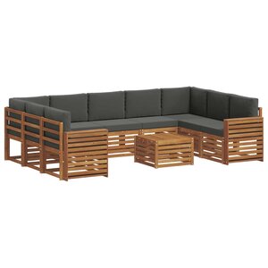 vidaXL Ensemble de canapés d'extérieur 10 pc Naturel et Anthracite