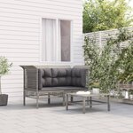 vidaXL Canapés d'angle de jardin et coussins 2 Pièces gris résine tressée