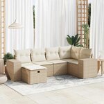 vidaXL Salon de jardin avec coussins 6 Pièces beige résine tressée