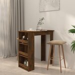 vidaXL Table de bar et étagère de rangement Chêne fumé 102x50x103 5 cm