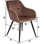 Lot de 4 chaises pieds noir siège de salon cuisine salle à manger design élégant velours marron 08_0000078