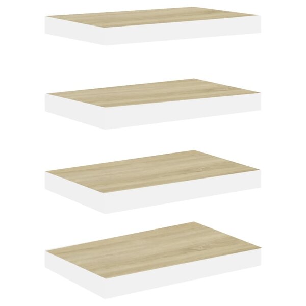vidaXL Étagères flottantes 4 Pièces Chêne et blanc 40x23x3 8 cm MDF